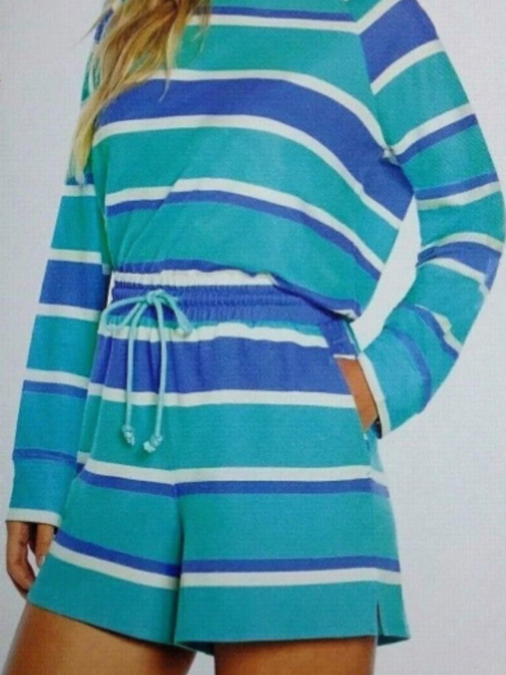 NWT sz SMALL Wildfox 2pc Lounge Set Multi Stripe Long Sleeve Sweatshirt & Shorts